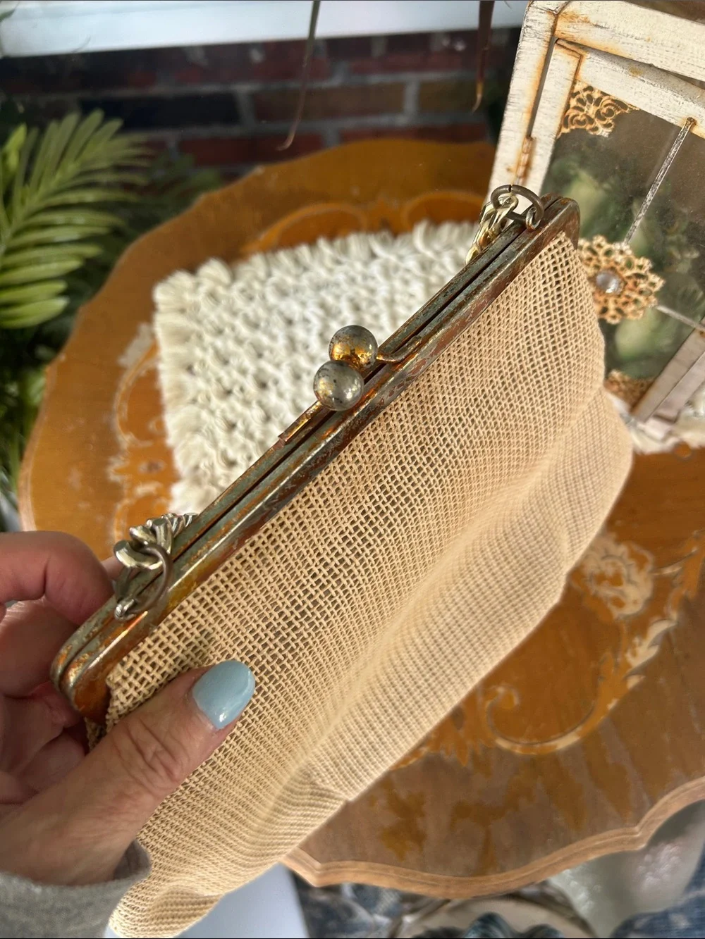 Vintage Rose Needlepoint & Beaded Bag